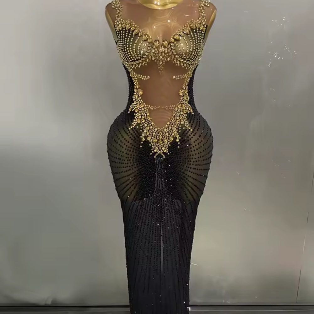 Elegant Black and Gold Evening Gown
